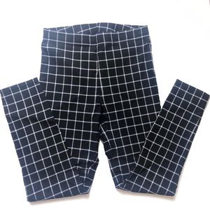 Black and white square striped pants